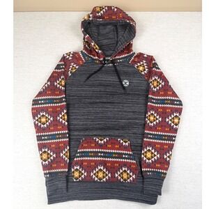 Hooey Mens Aztec Print Raglan Hoodie Charcoal Gray Western Pullover Large